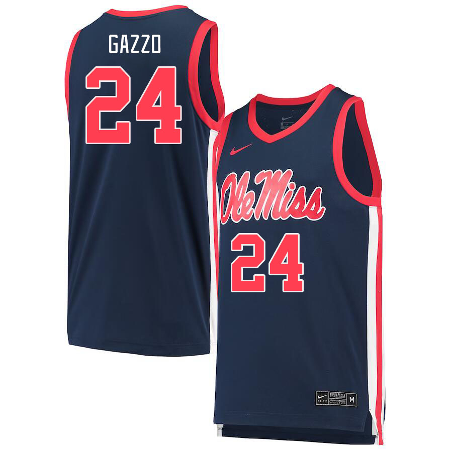 Ole Miss Rebels #24 Jacob Gazzo College Basketball Jerseys Stitched Sale-Navy